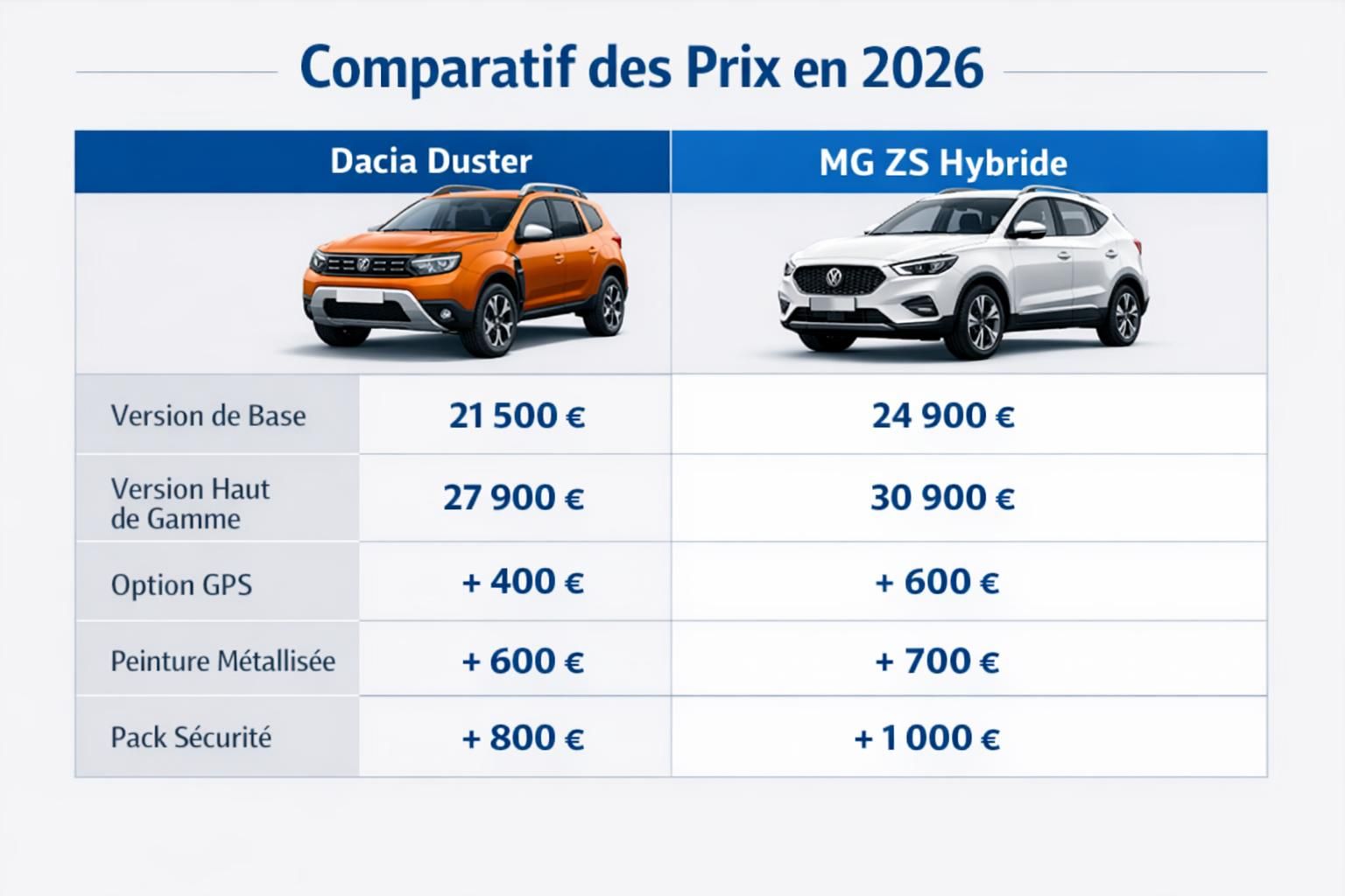 MG ZS vs Dacia Duster : le duel inaugural des SUV hybrides abordables - carblogfr.live découvrez le comparatif complet entre le mg zs et le dacia duster, les deux suv hybrides abordables qui révolutionnent le marché. performance, design et prix au rendez-vous dans ce duel incontournable.